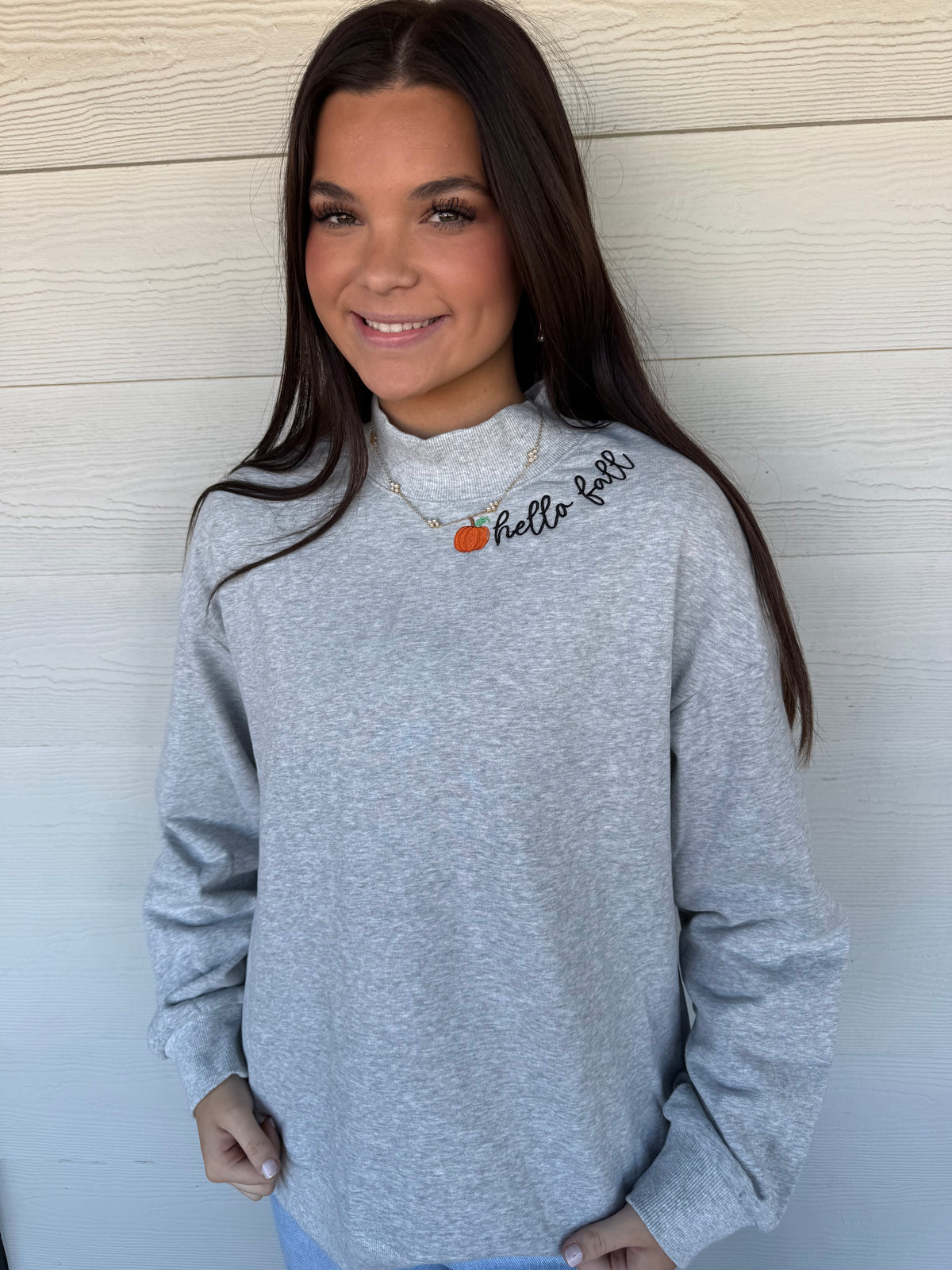 Hello Fall Mock-Neck